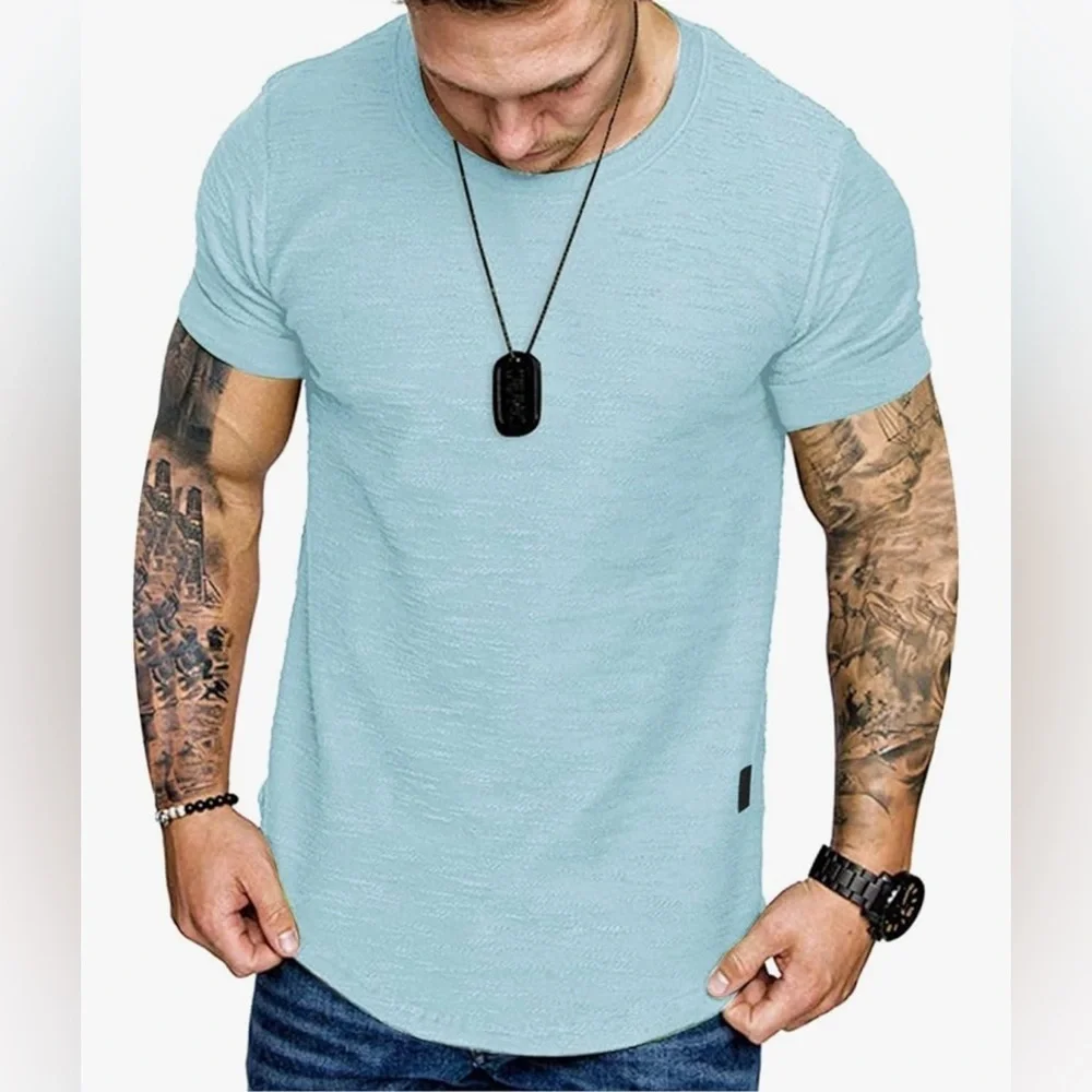 Fashion Mens T Shirt Muscle Gym Workout Athletic Shirt Cotton Tee Shirt Top NWOT